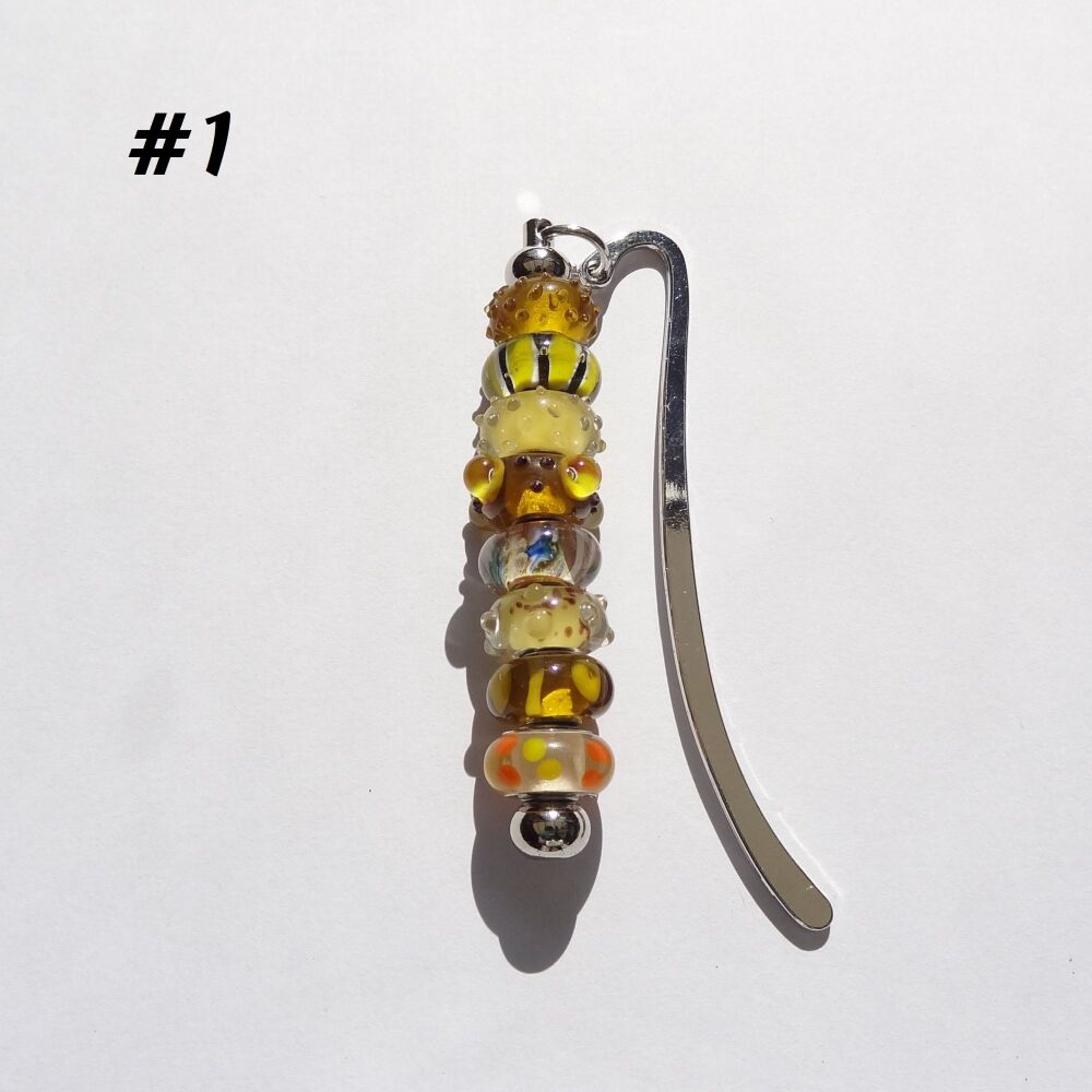 Yellow glass beaded bookmark in an organza gift bag  (#1)