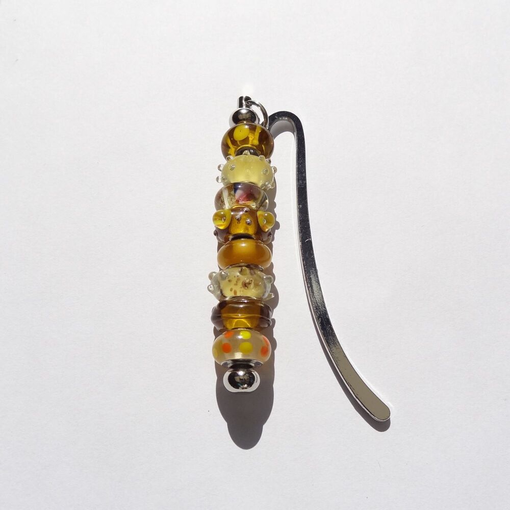 Yellow glass beaded bookmark in an organza gift bag  (#7)