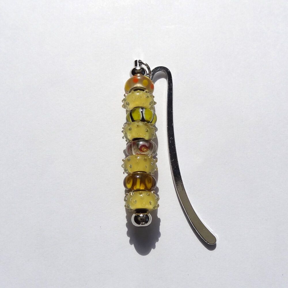Yellow glass beaded bookmark in an organza gift bag  (#13)