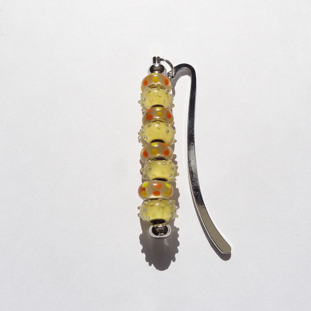 Yellow glass beaded bookmark in an organza gift bag  (#18)