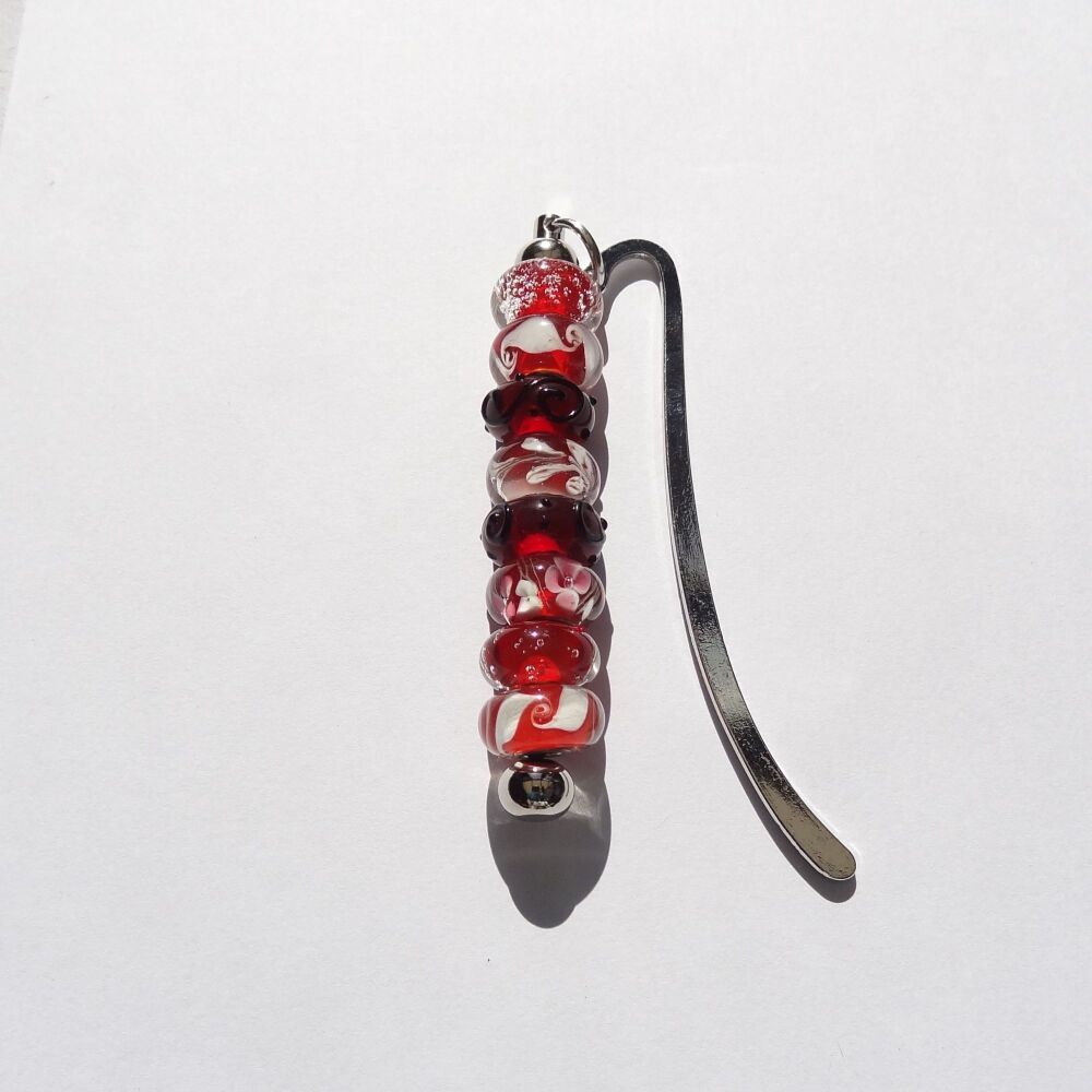 Red glass beaded bookmark in an organza gift bag  (#12)