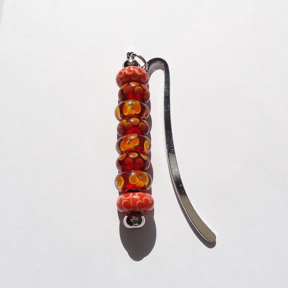 Orange glass beaded bookmark in an organza gift bag  (#14)