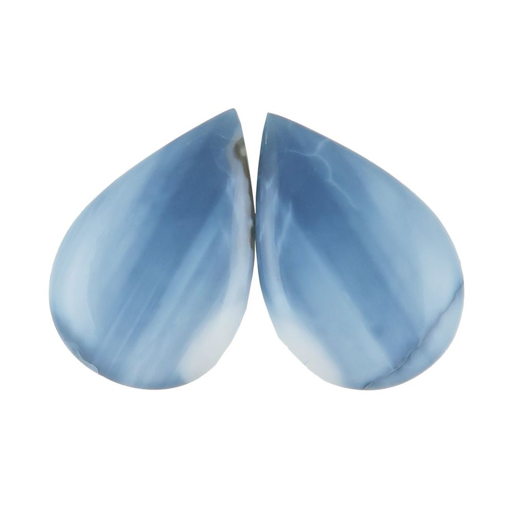 Blue opal cabochons - pair