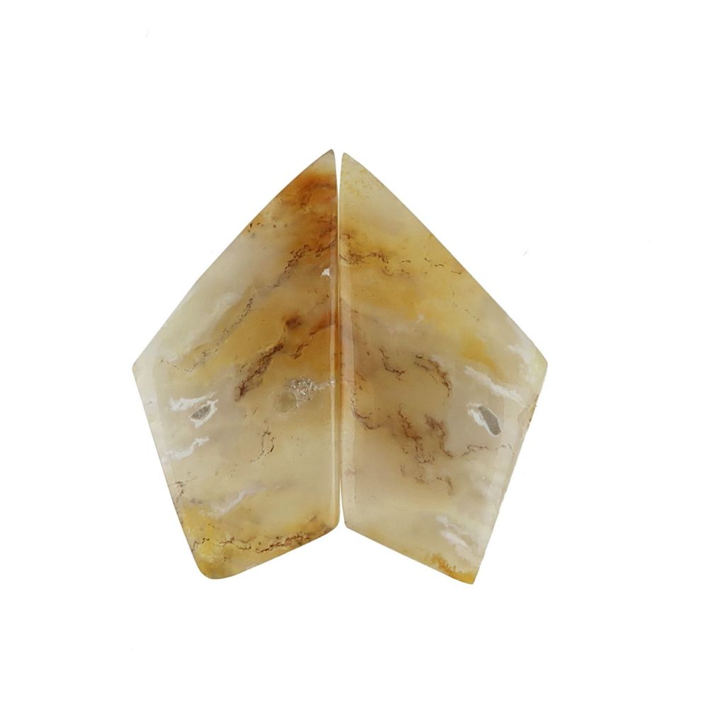 Plume agate cabochons - pair