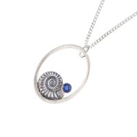 Ammonite pendant with kyanite
