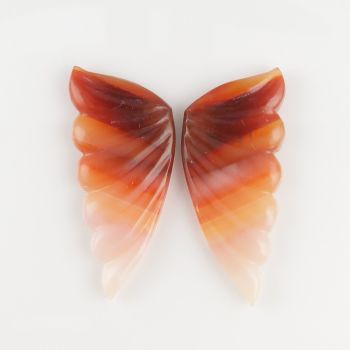 Carved agate wing slices – mirror pair