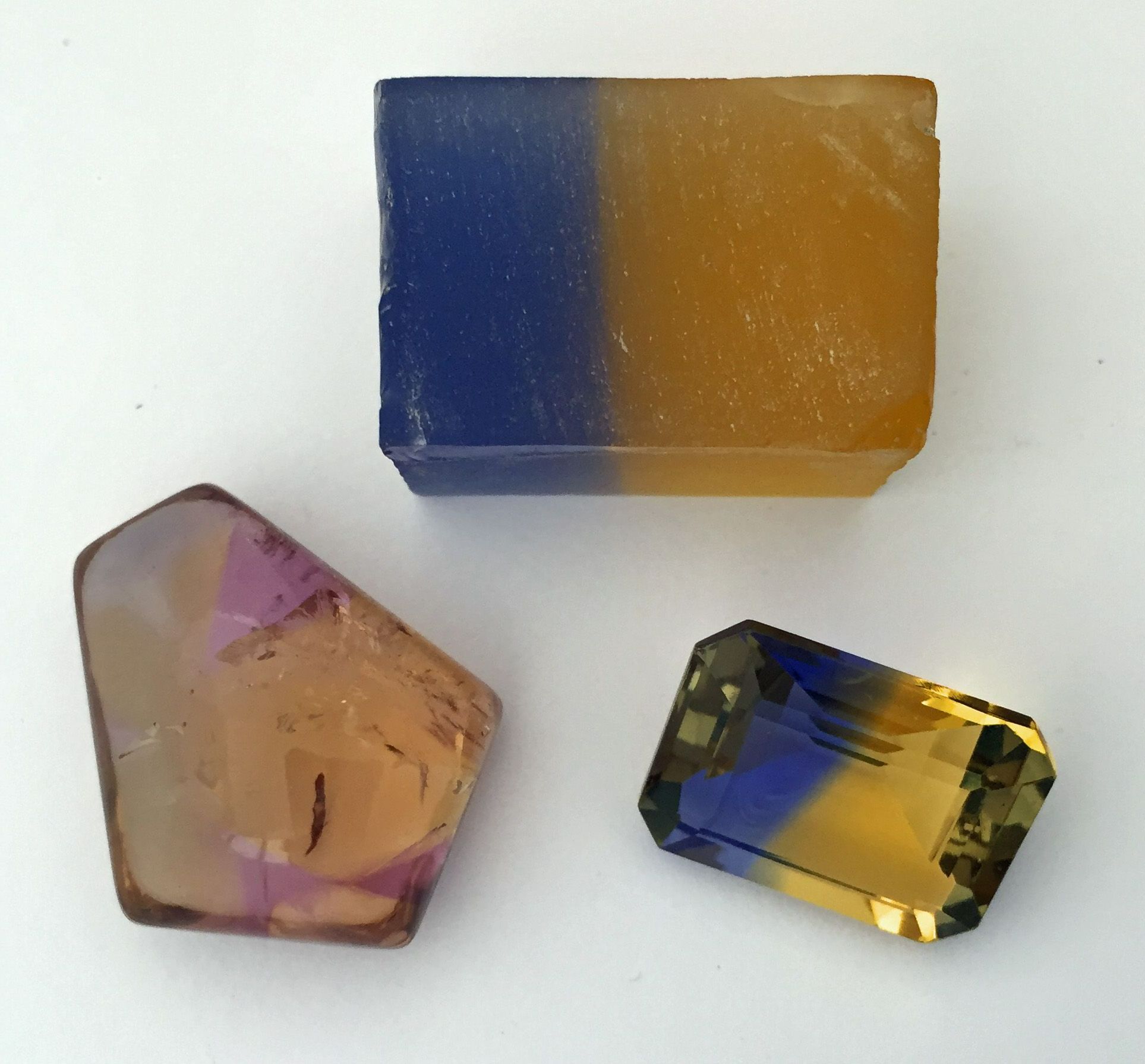 Natural and synthetic ametrine