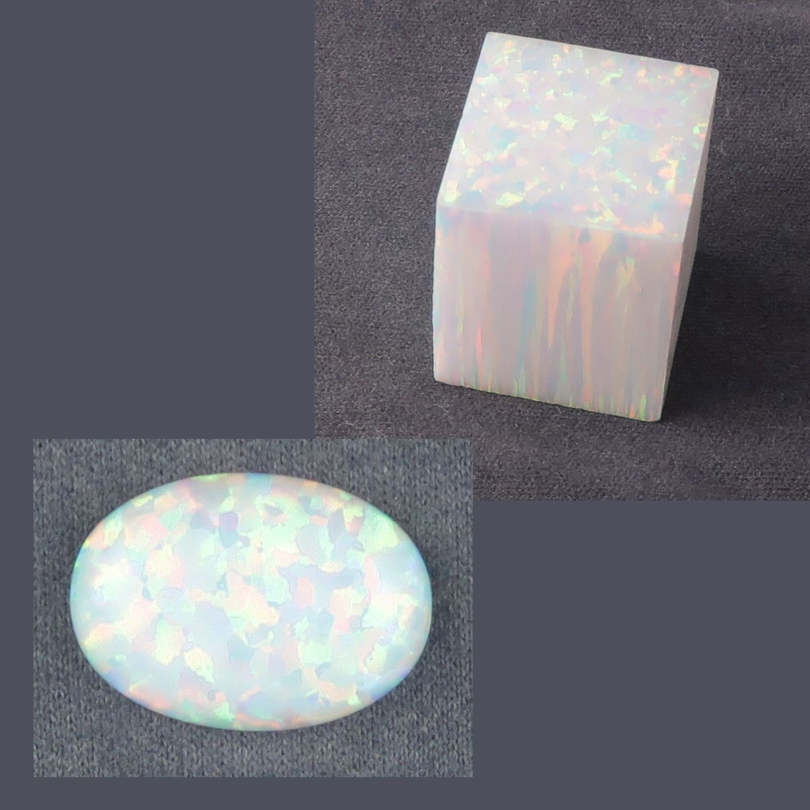 Gilson opal cube and cabochon