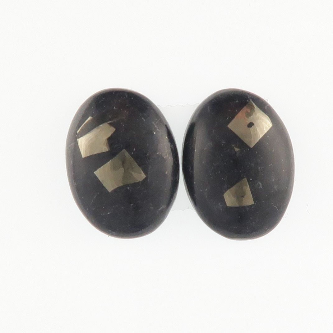 Pyrite in slate cabochon pair