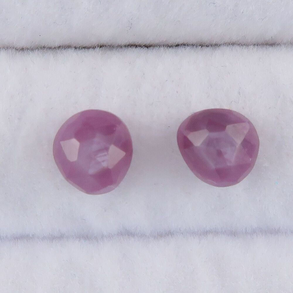 Sapphire facet top cabochon pair pink - 1583