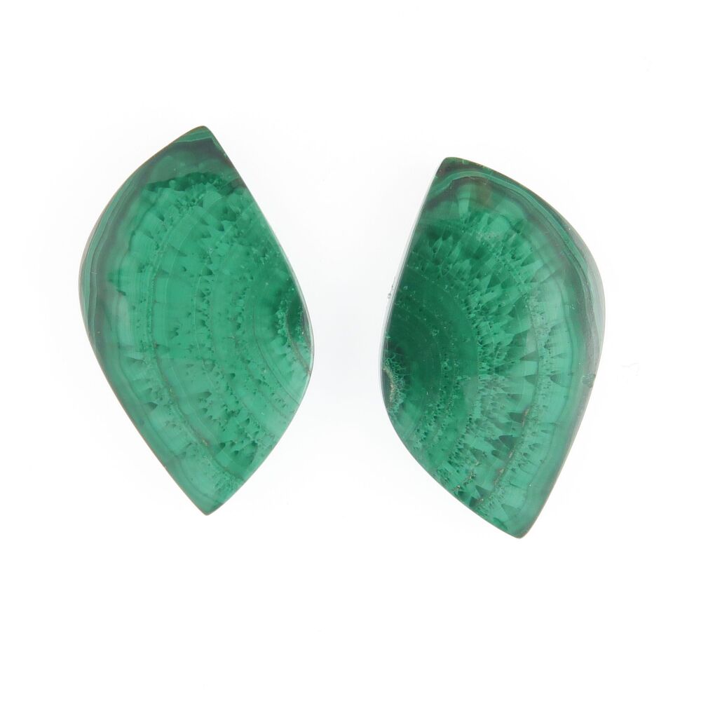 Malachite cabochon pair with chatoyancy