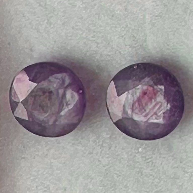 Sapphire faceted pair pink sheen