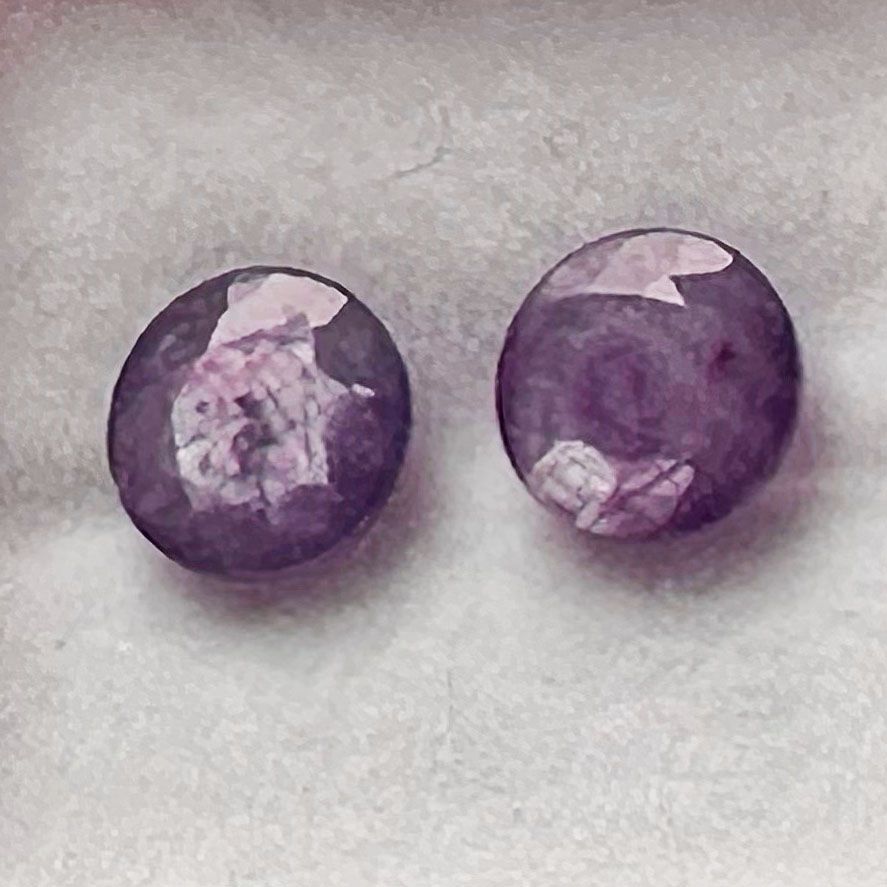 Sapphire faceted pair pink sheen