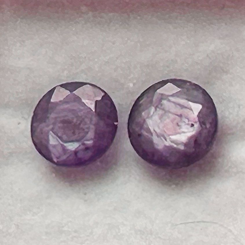 Sapphire faceted pair pink sheen