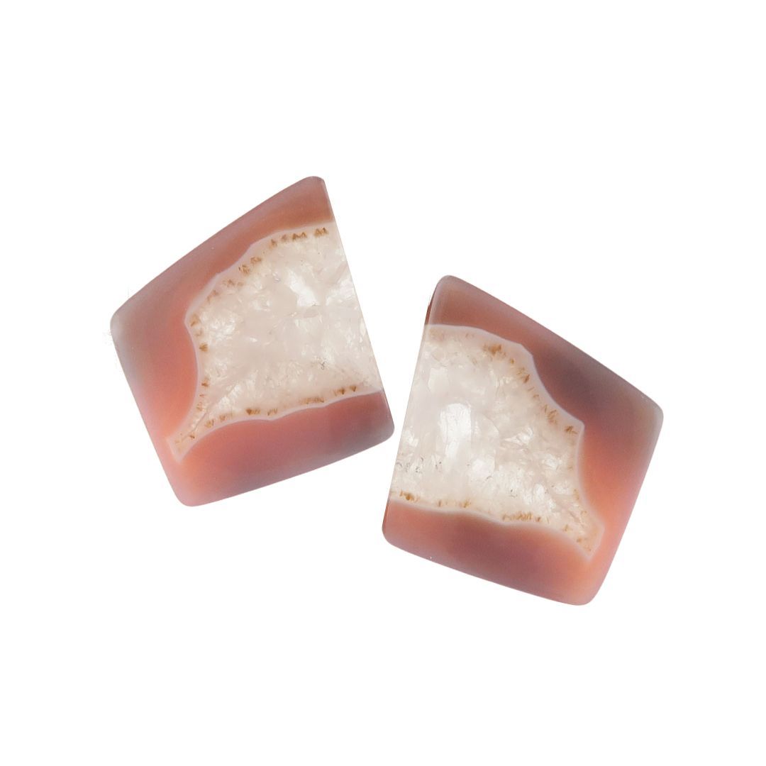 Botswana agate & quartz pair - 2853