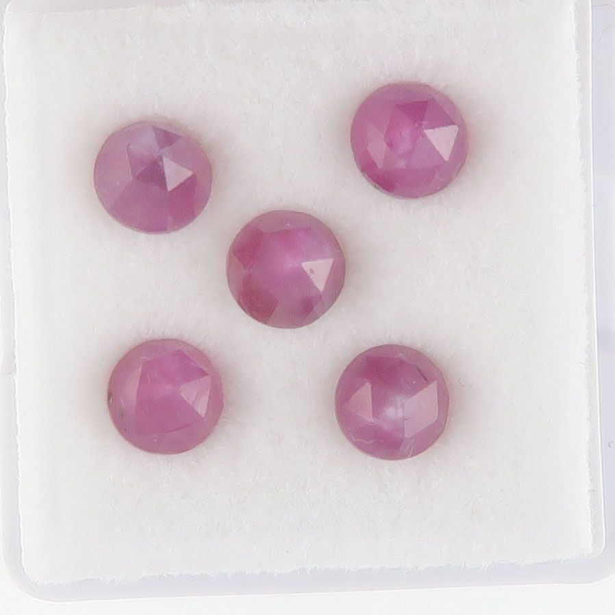 Sapphire facet top cabochons raspberry pink sheen - 3756