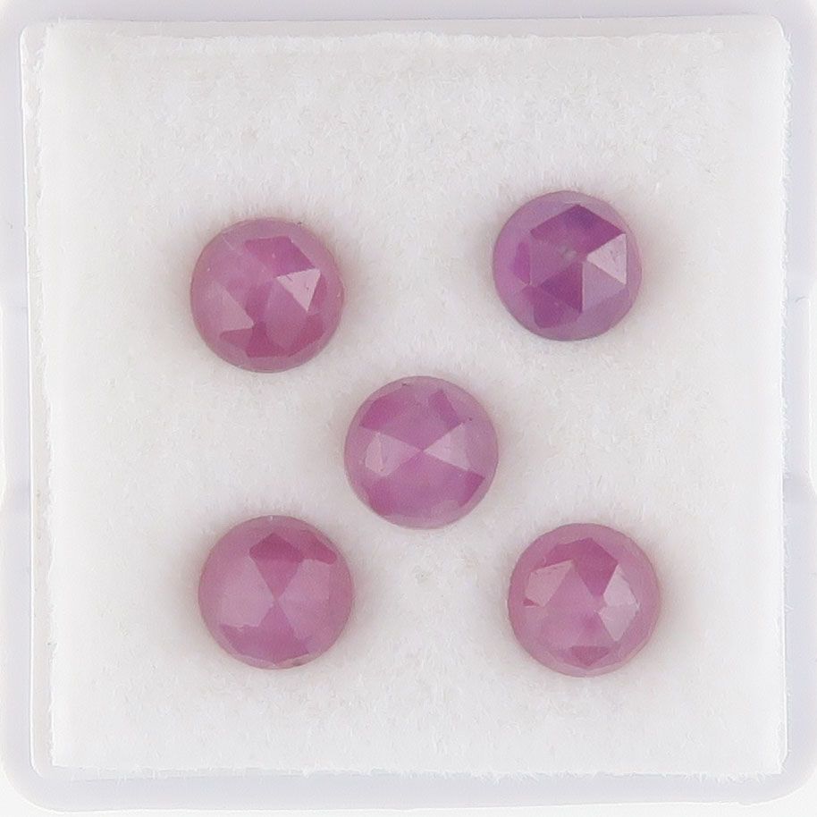 Sapphire facet top cabochons raspberry pink sheen - 3753