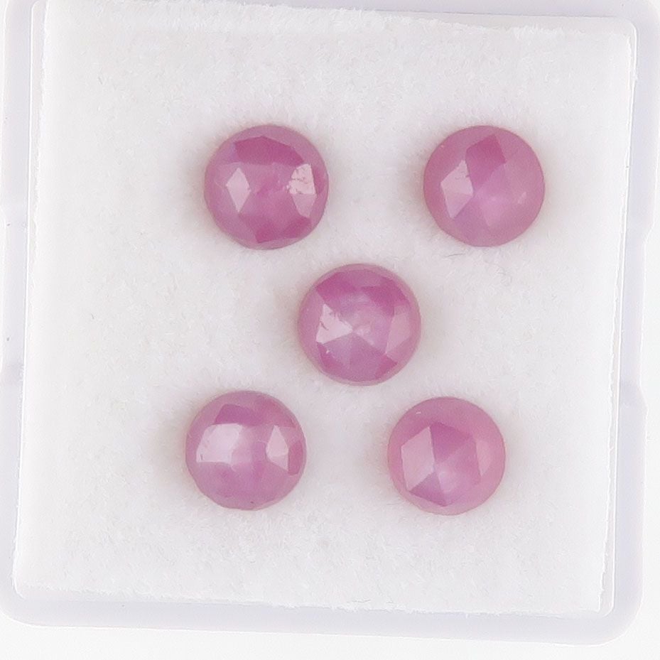 Sapphire facet top cabochons raspberry pink sheen - 3752