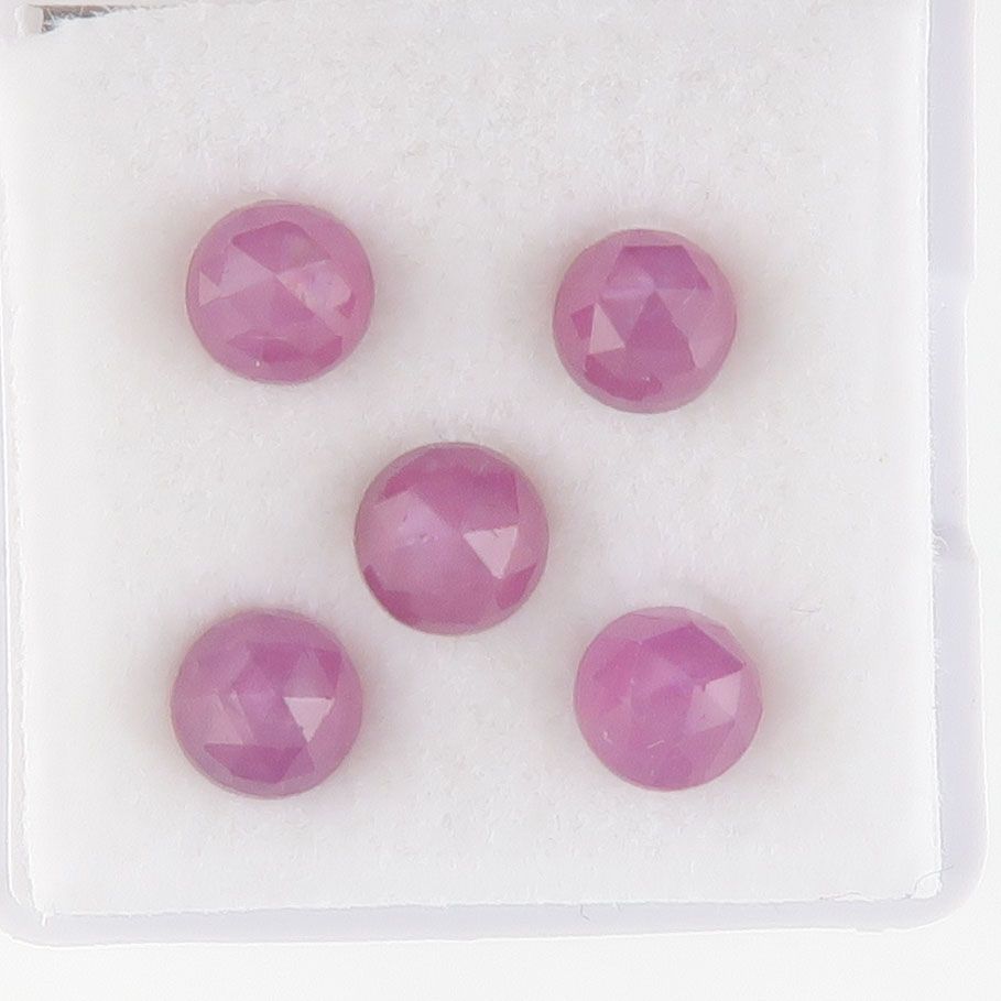 Sapphire facet top cabochons raspberry pink sheen - 3754