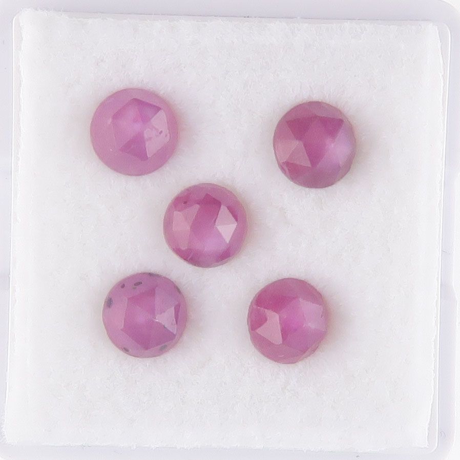 Sapphire facet top cabochons raspberry pink sheen - 3757