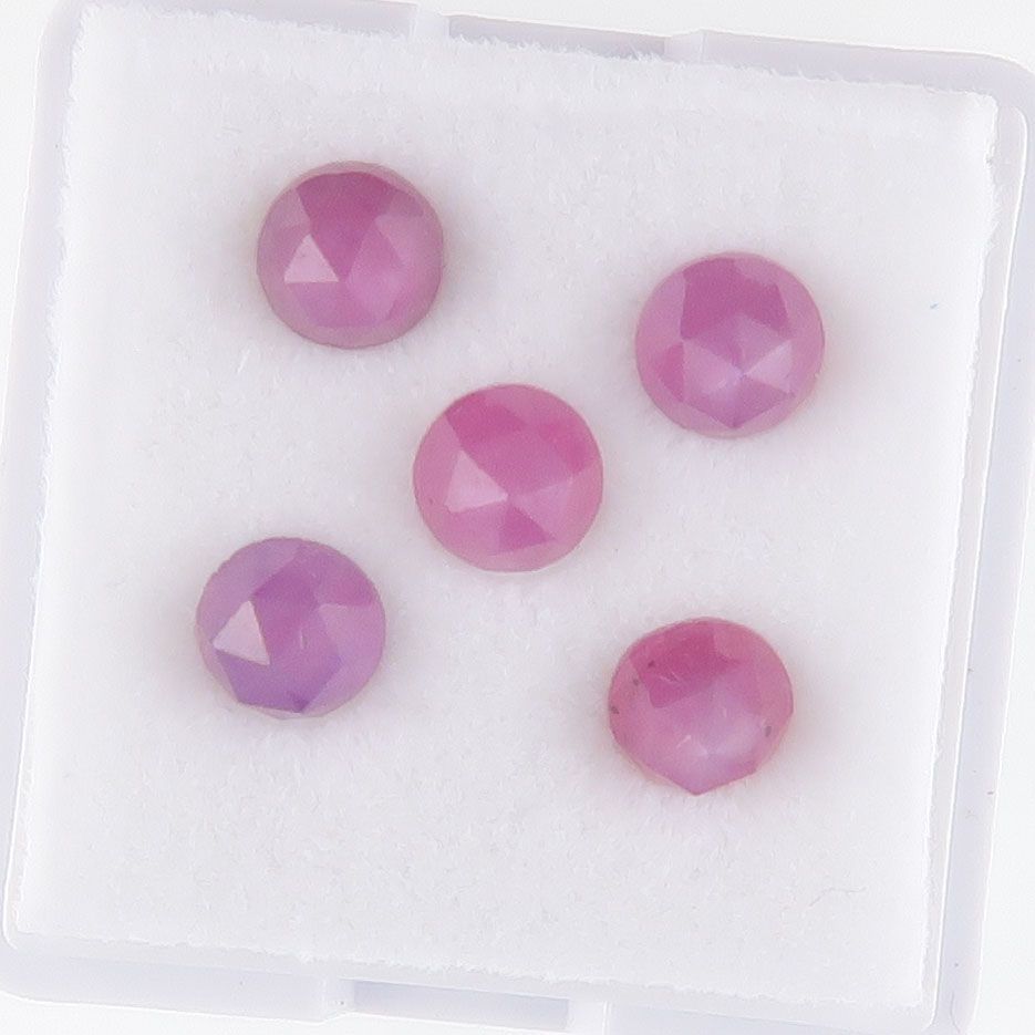 Sapphire facet top cabochons raspberry pink sheen - 3758