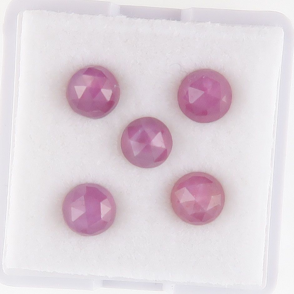 Sapphire facet top cabochons raspberry pink sheen - 3755