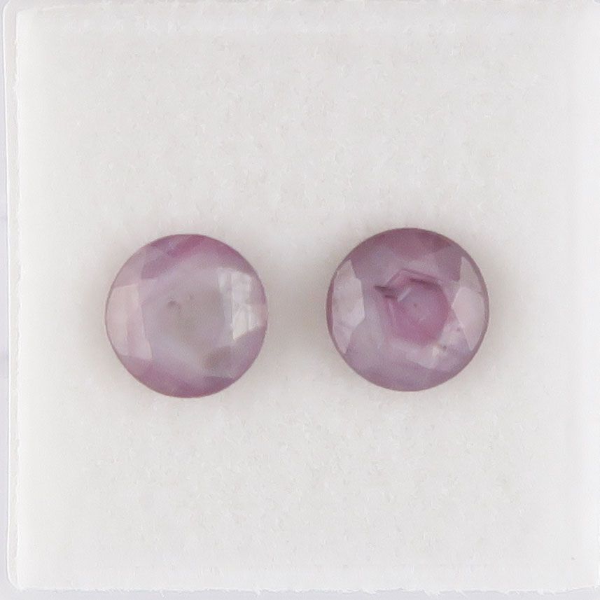 Sapphire faceted pair pink sheen - 3751