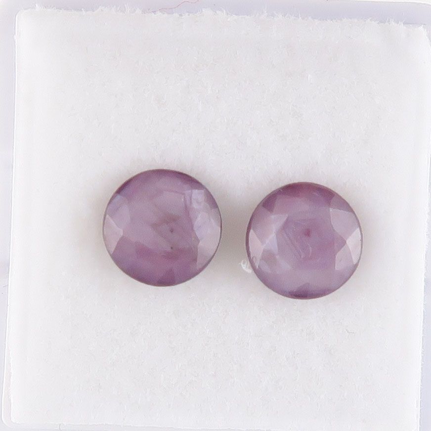 Sapphire faceted pair pink sheen - 3750