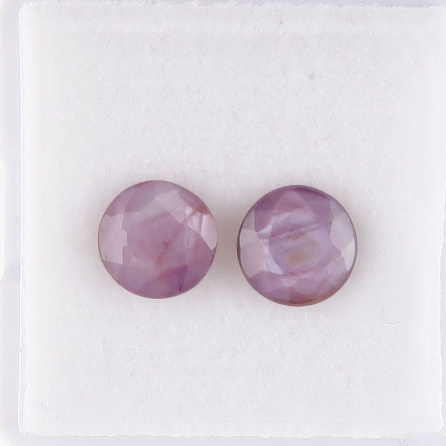 Sapphire faceted pair pink sheen - 3749