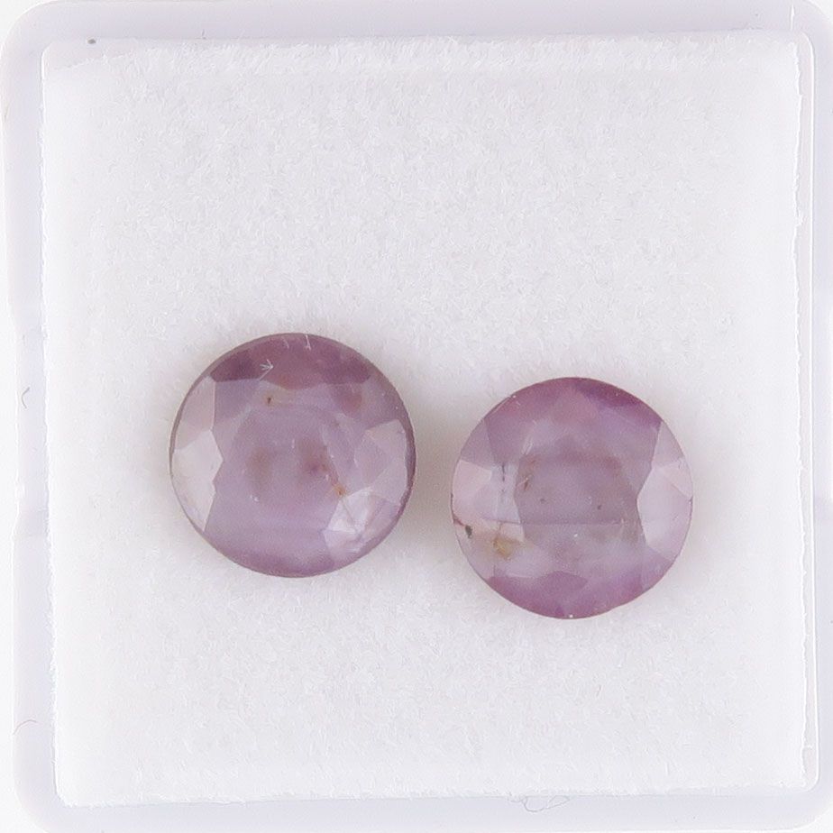 Sapphire faceted pair pink sheen - 3745