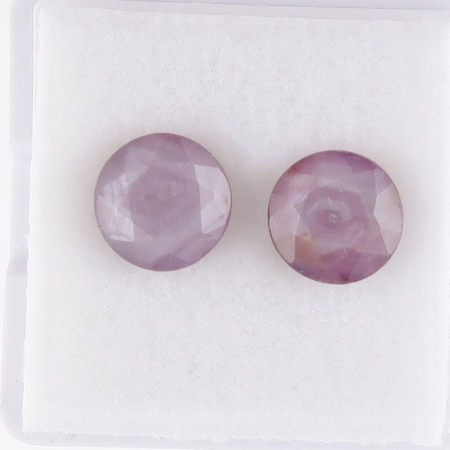 Sapphire faceted pair pink sheen - 3744