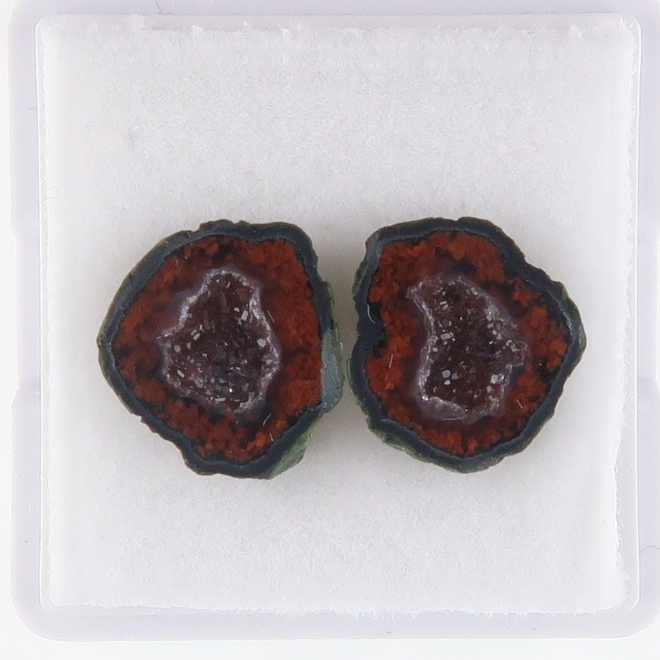 Geode pair with druzy - 3677