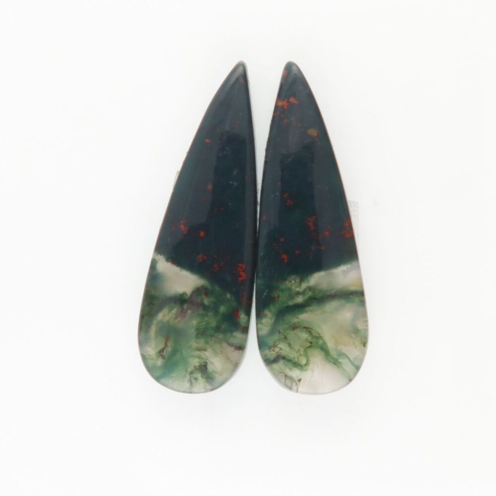 Bloodstone & moss agate pair - 3706