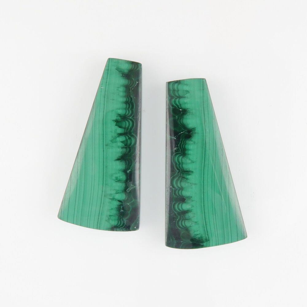Malachite cabochon pair with chatoyancy - 3710