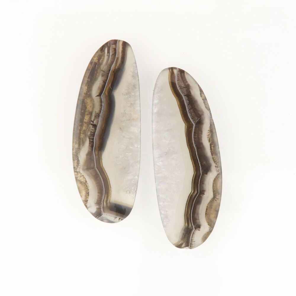 Banded agate & quartz pair - 3246