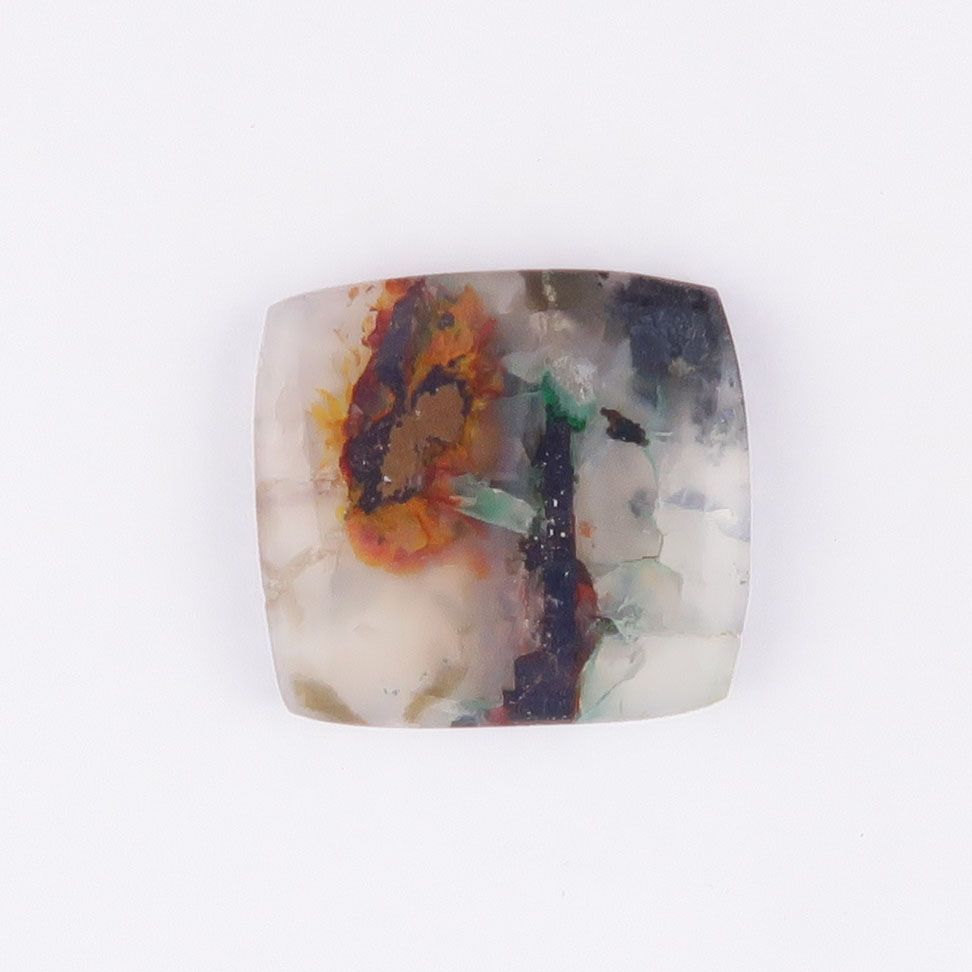 Chalcedony with native copper cabochon - 3878