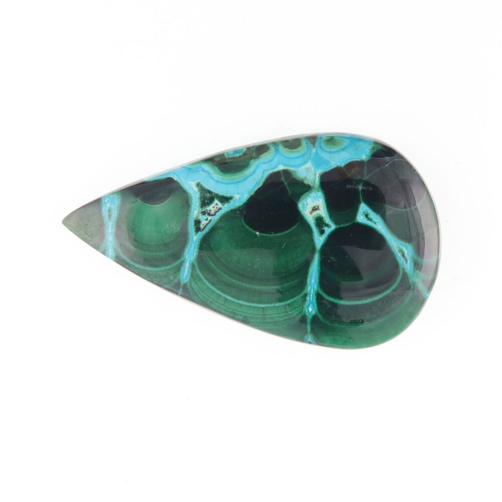 Malachite & chrysocolla cabochon with chatoyancy - 3947