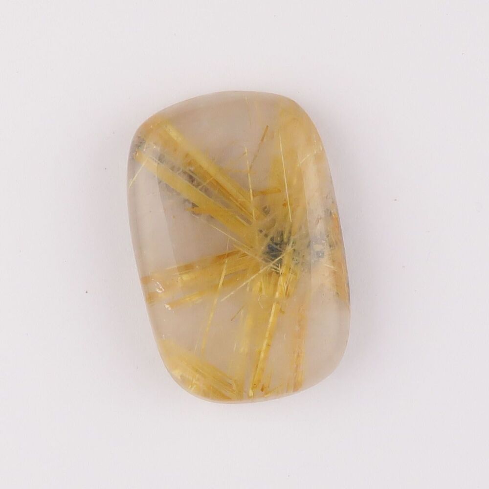 Rutilated quartz & hematite "star" cabochon - 4123