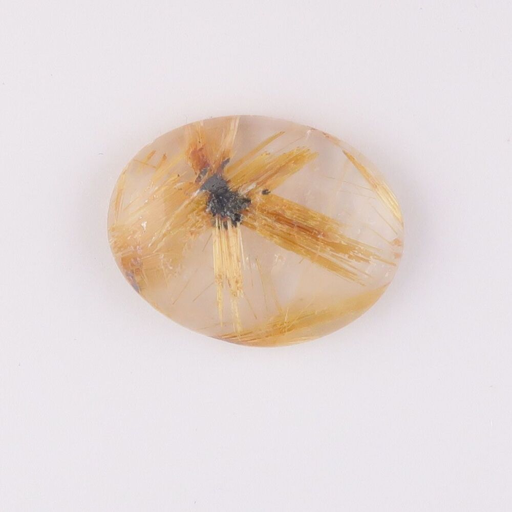 Rutilated quartz & hematite "star" cabochon - 4125