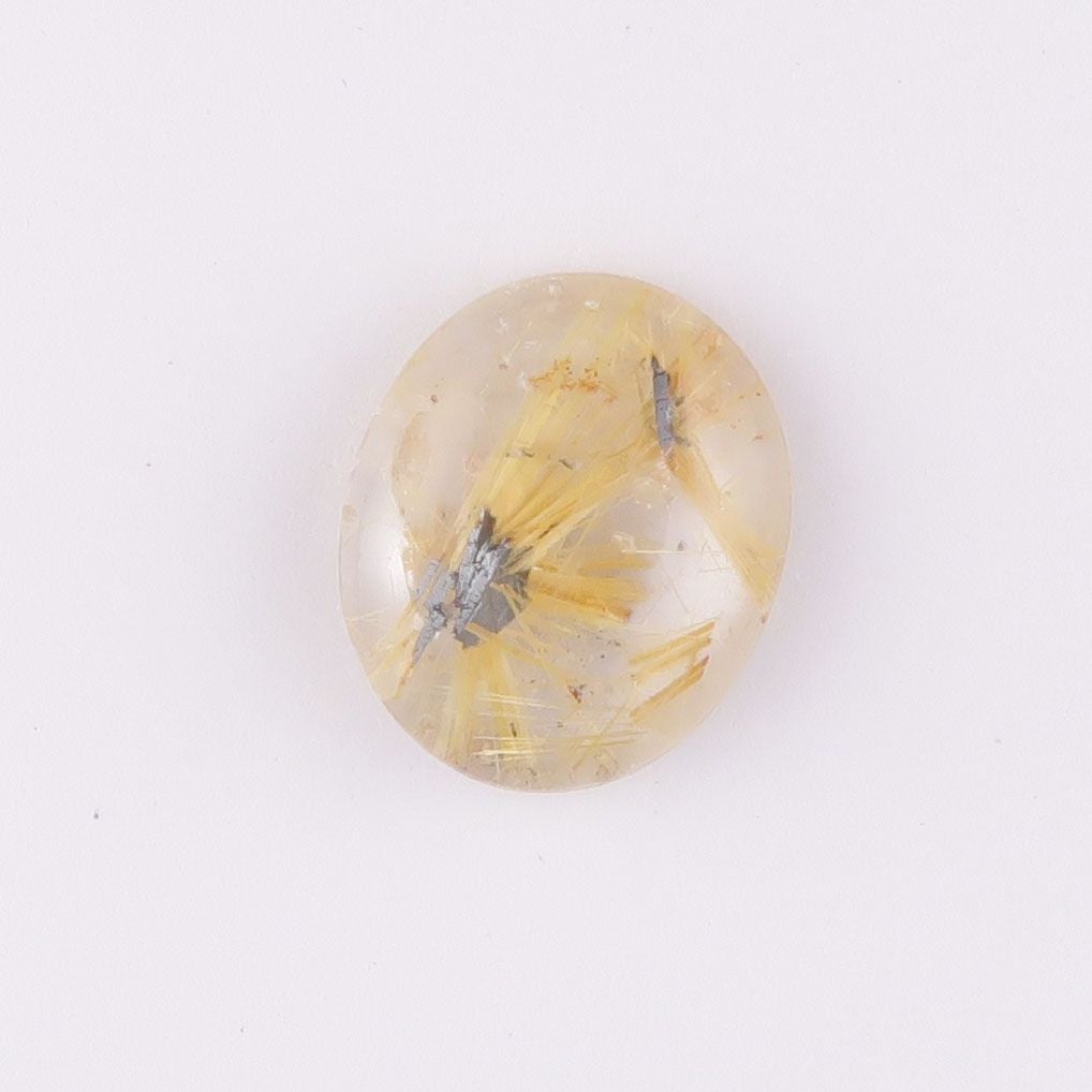 Rutilated quartz & hematite "star" cabochon - 4128