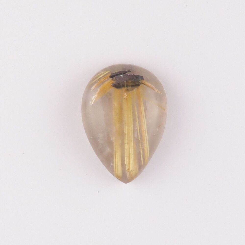 Rutilated quartz & hematite "star" cabochon - 4126