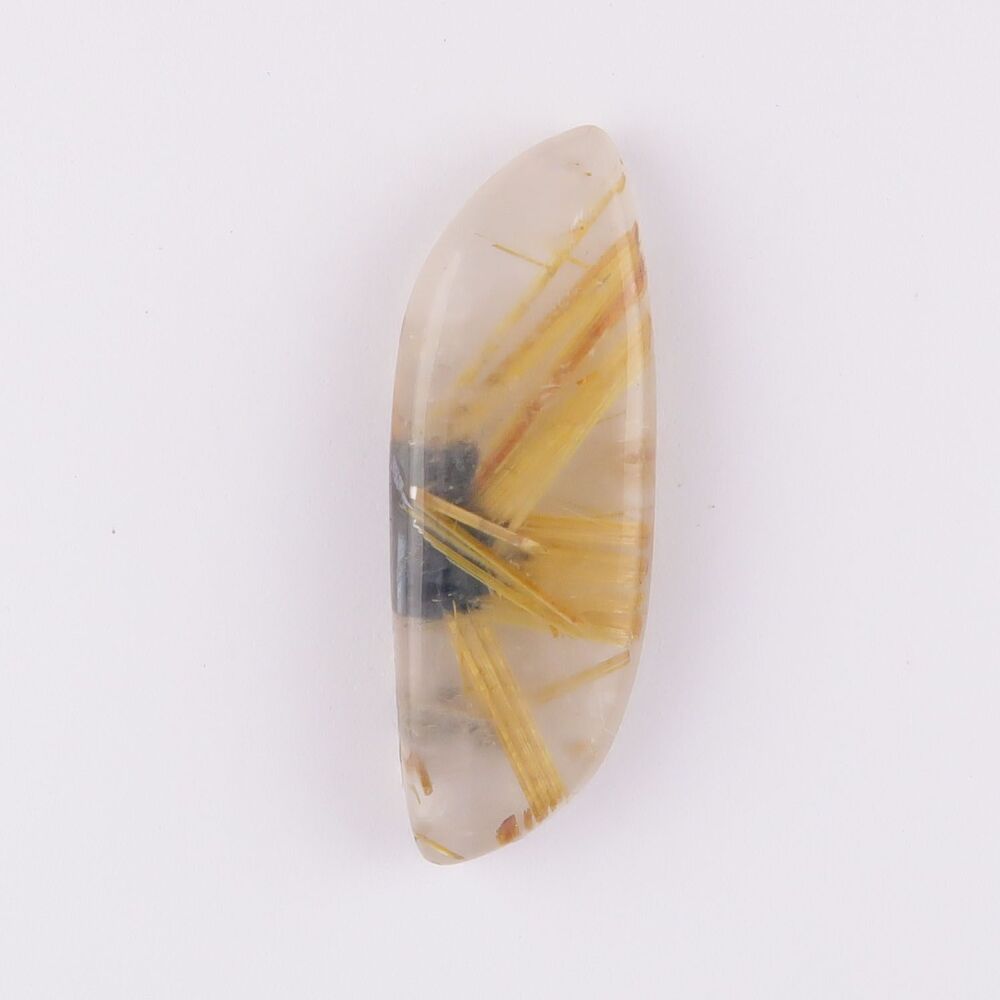 Rutilated quartz & hematite "star" cabochon - 4122