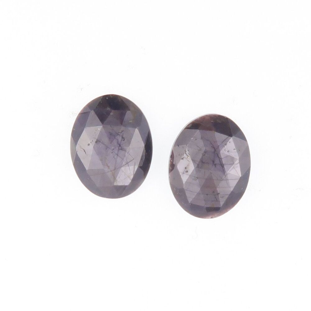Sapphire facet top cabochon pair with grey sheen - 4085