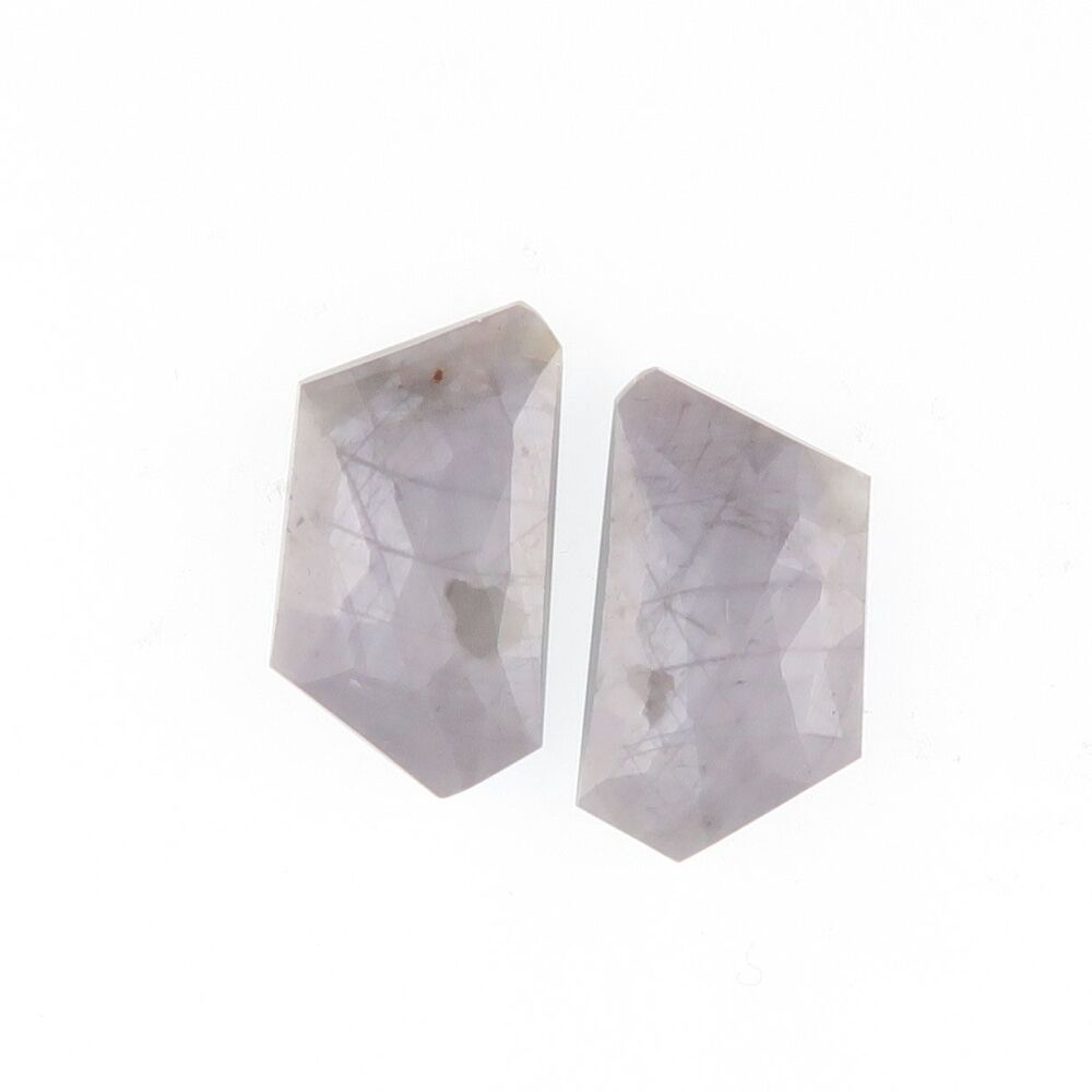 Sapphire facet top cabochon pair with grey sheen - 4084