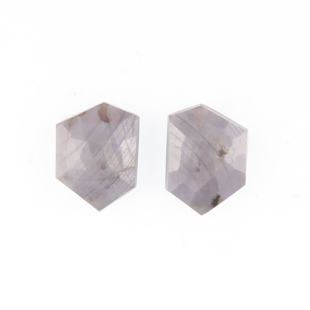 Sapphire facet top cabochon pair with grey sheen - 4086