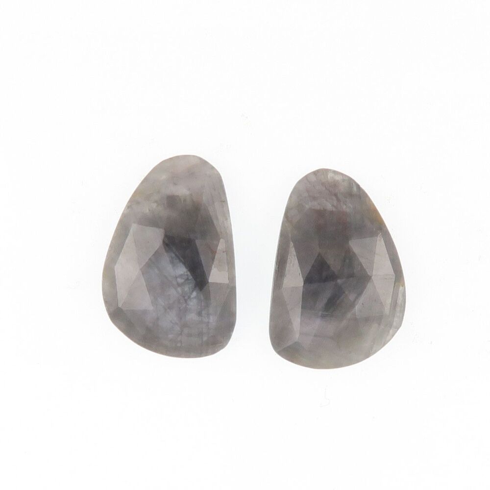 Sapphire facet top cabochon pair with grey sheen - 4087