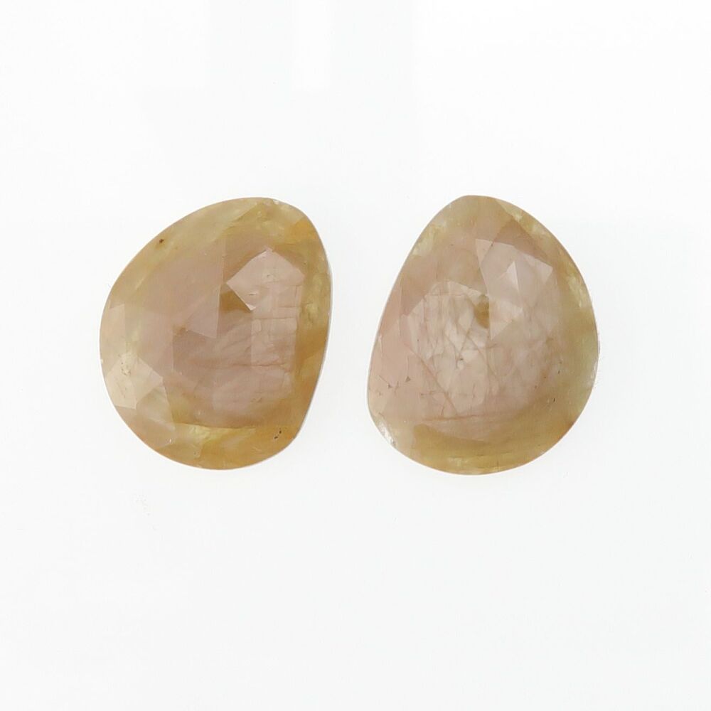 Sapphire facet top cabochon pair golden sheen - 1552