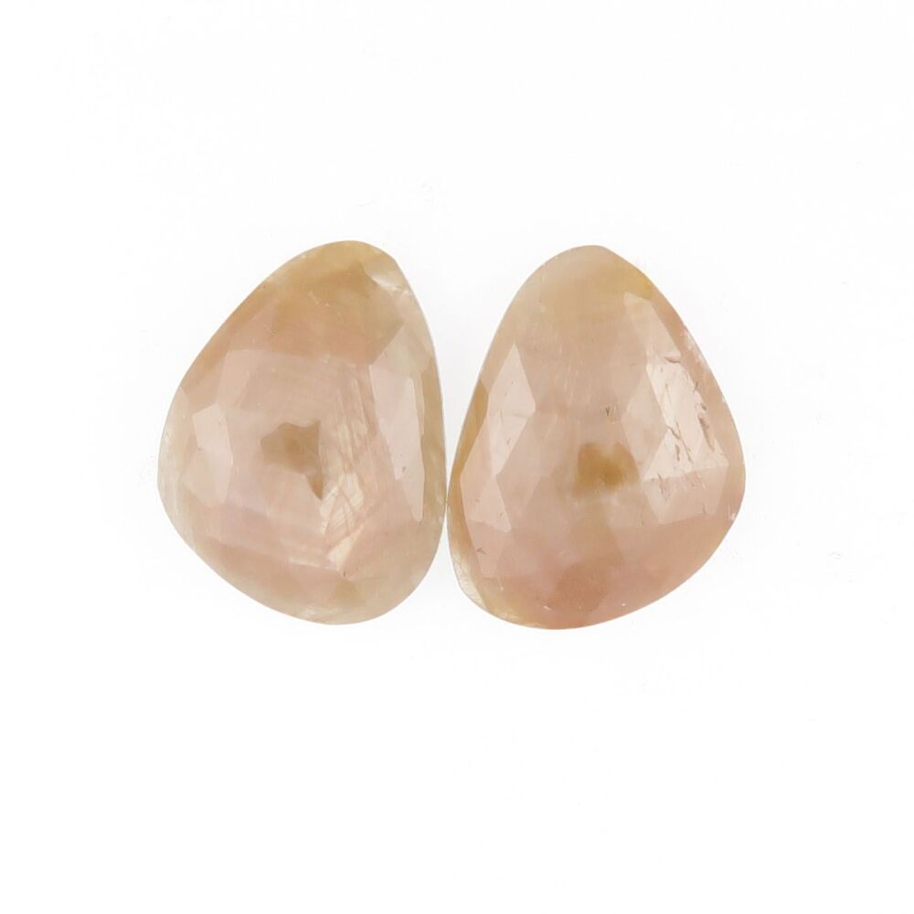 Sapphire facet top cabochon pair golden sheen - 1733