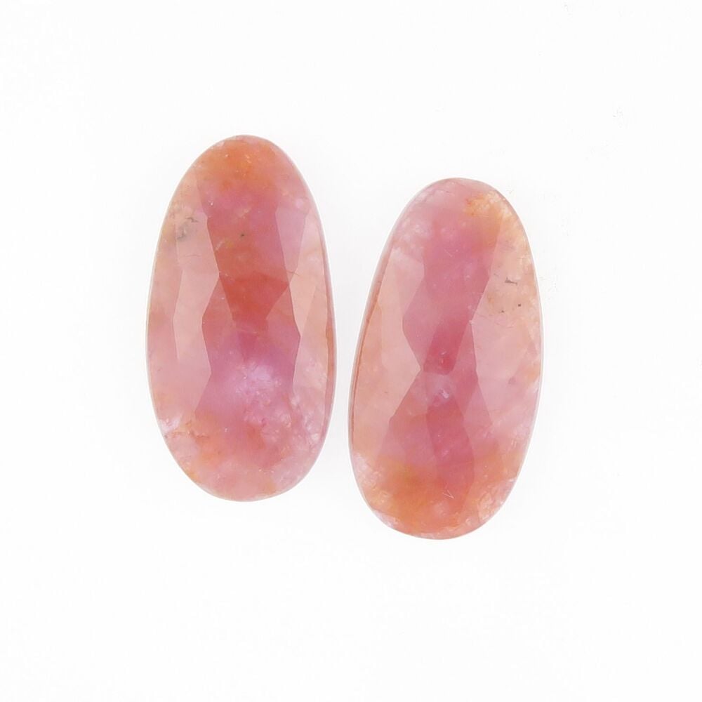 Sapphire facet top cabochon pair pink/orange - 1824