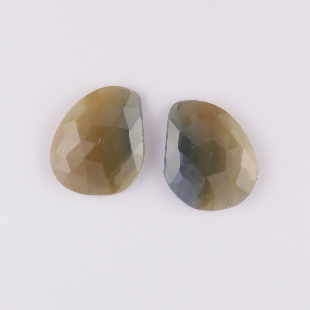 Sapphire facet top cabochon pair - 1791